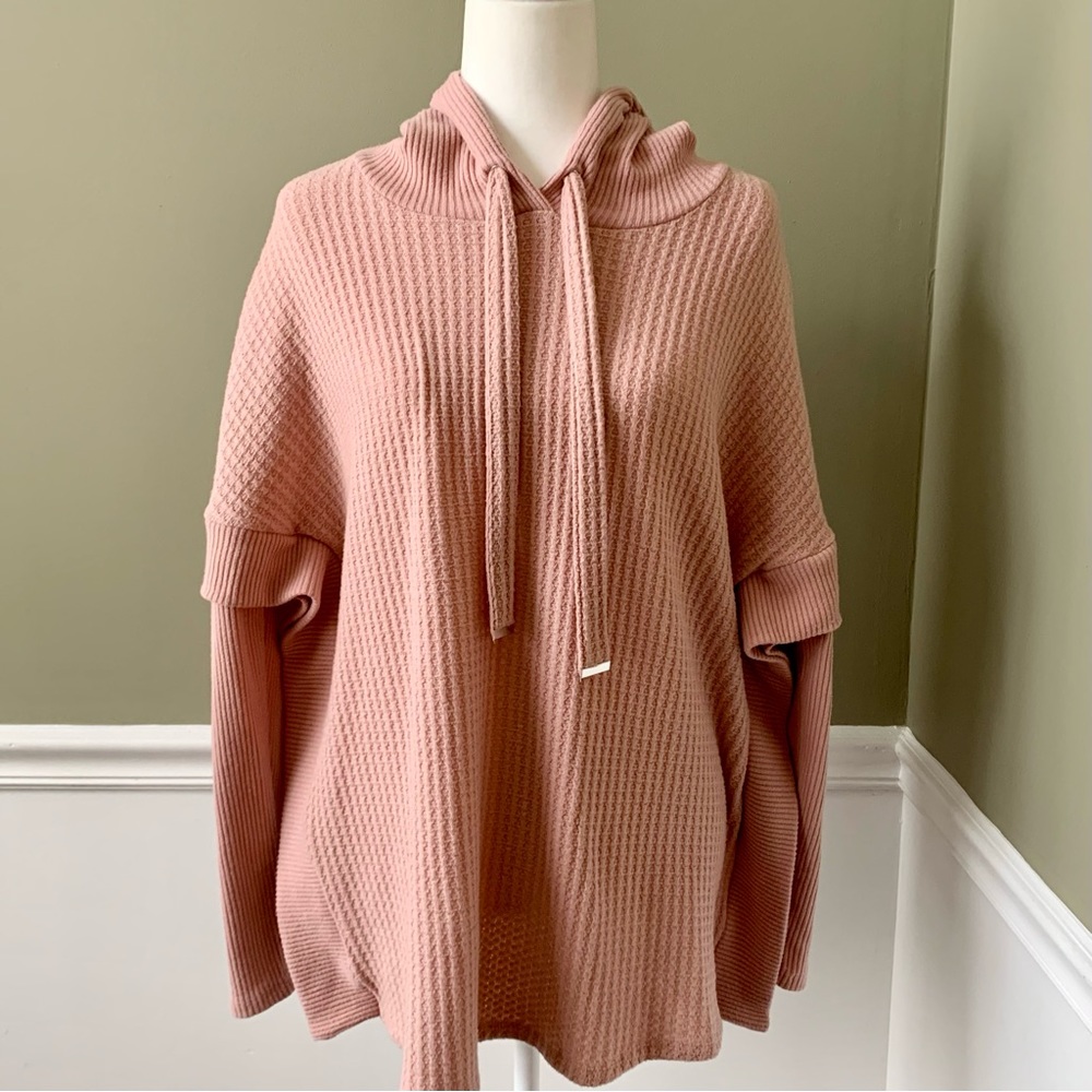 Cupio Waffle Knit Hooded Tunic